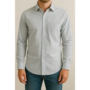 Joseph Abboud Collection‎ Mens Blue Striped Cotton Dress Shirt 34/35